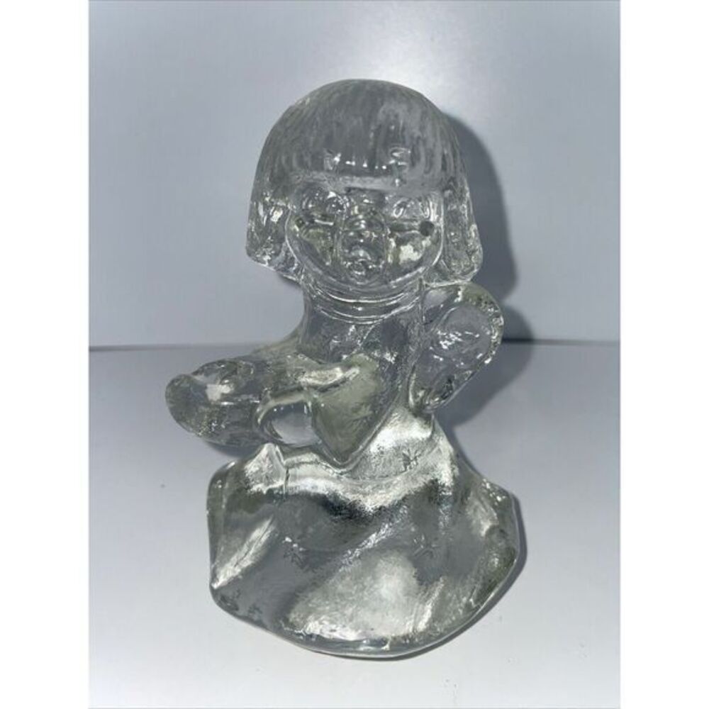 Vintage GOEBEL Clear Glass ANGEL CANDLE HOLDER FIGURINE Paperweight Germany